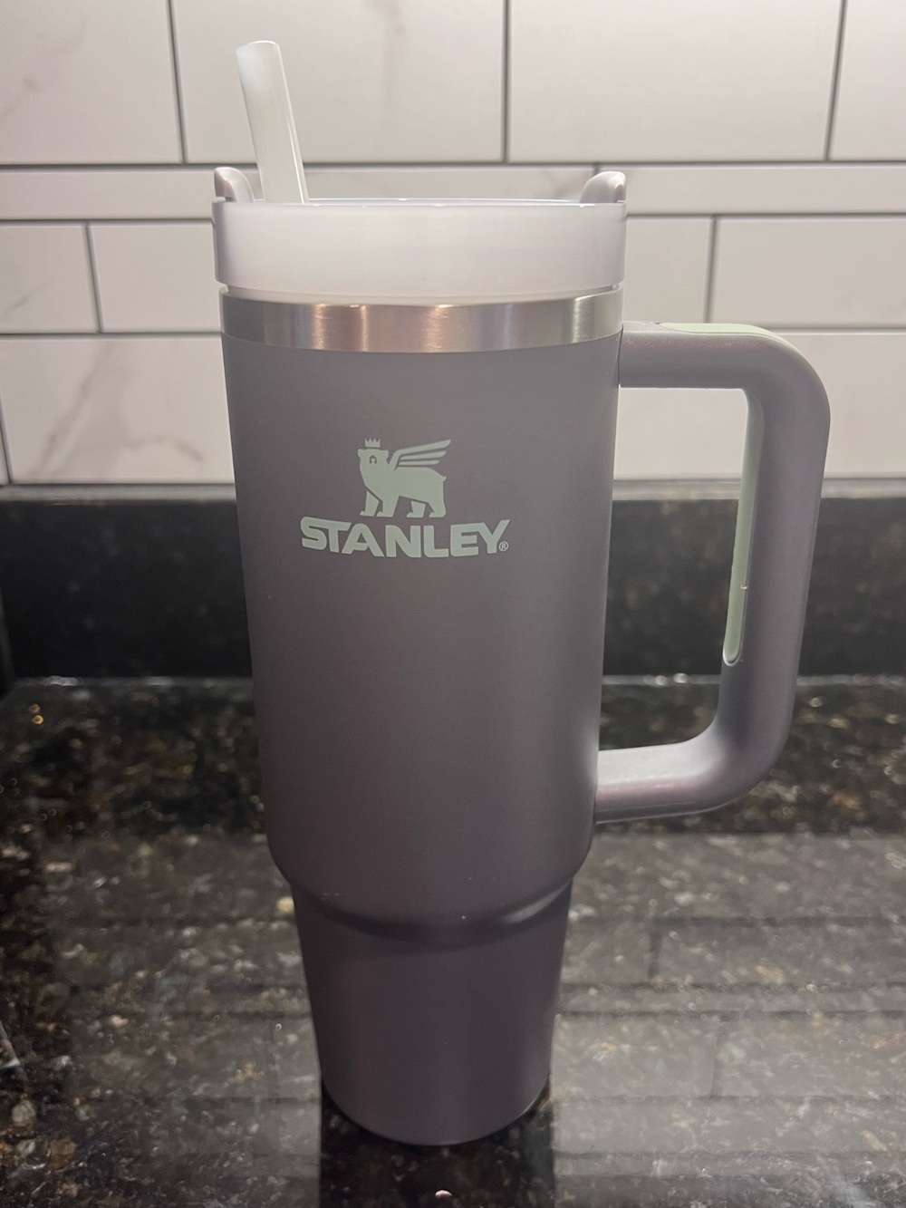 Stanley Gray 30 oz Travel Mug with White Lid and Straw